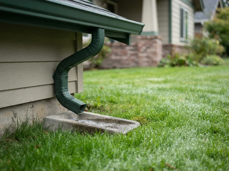 Clean green lawn protected by gutters Clean green lawn protected by gutters