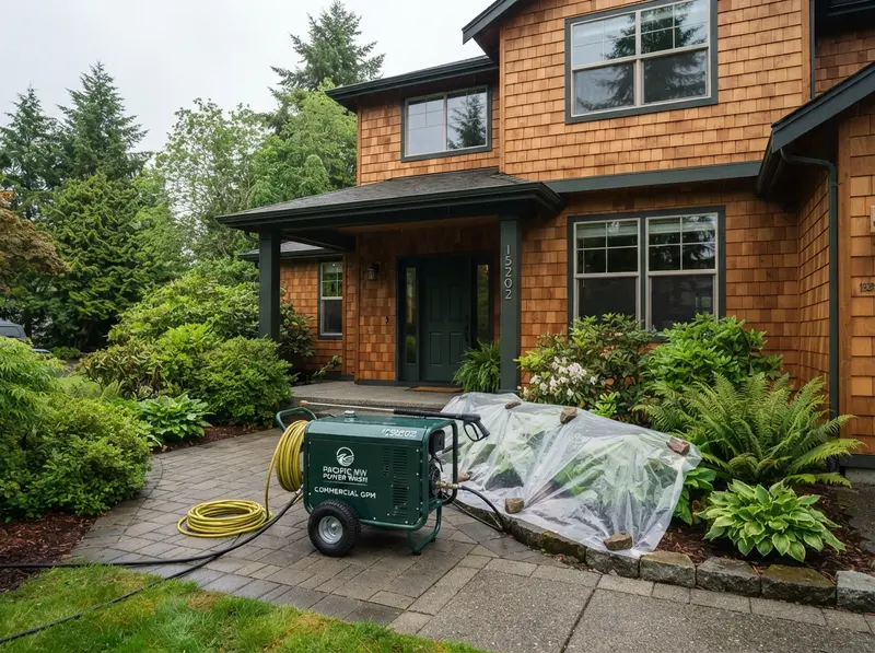 Property prepared for pressure washing Property prepared for pressure washing