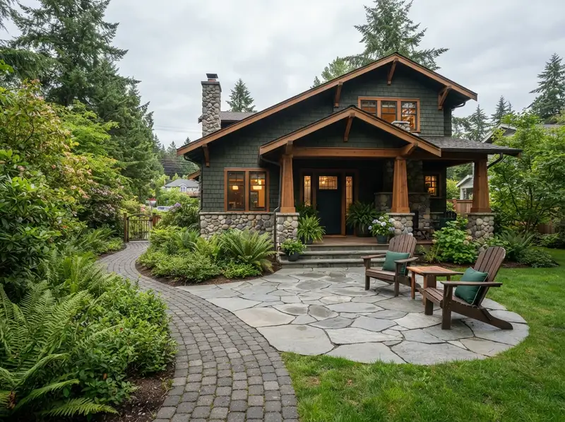 Flagstone patio and walkway in Auburn yard Flagstone patio and walkway in Auburn yard