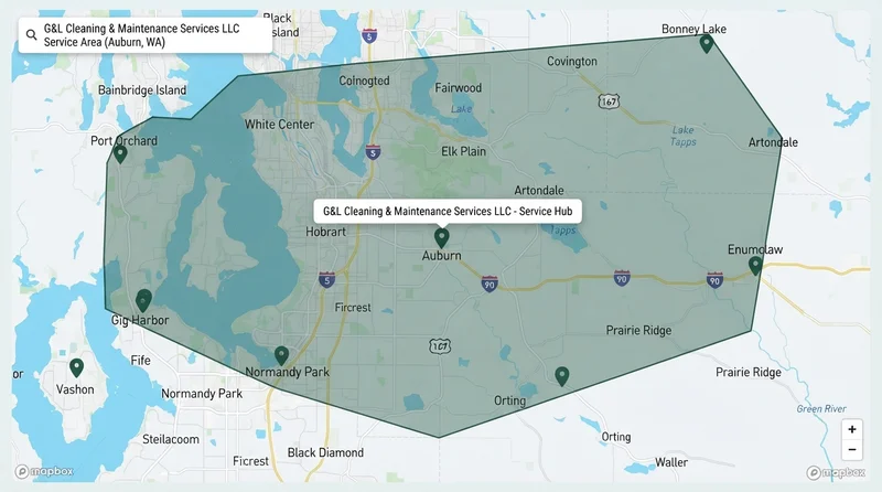 Service Area Map for G&L Cleaning &
